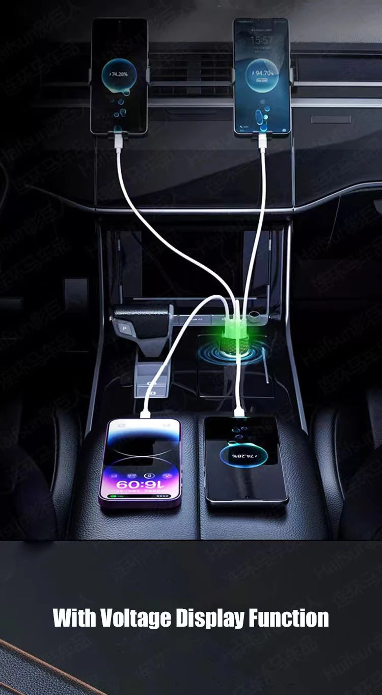 4-Port USB Car Charger — Fast Charge 3.0 + Dual USB-C, Charges 4 Devices Simultaneously