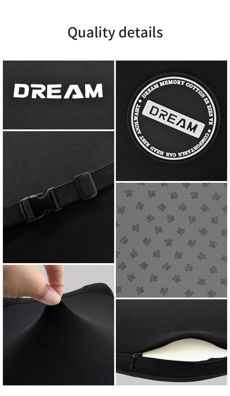 Memory Foam Car Headrest Lumbar Support Neck Pillow Back Cushion Seat Waist Car Interior Accessories for Comfortable Travel