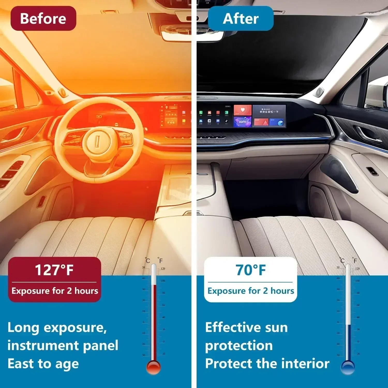 Durable Foldable Car Sun Shield — Windshield UV & Heat Protection