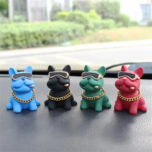 Bulldog Car Dashboard Ornament — Resin Figurine Desk & Console Decoration — view 2