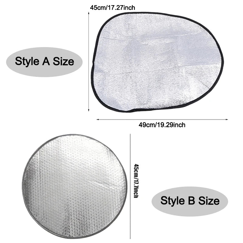 Steering Wheel Sun Shade — Double-Thick Foldable Cover, Anti-UV Silver