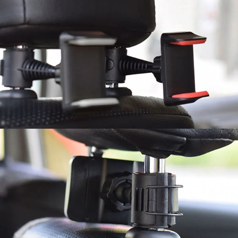 2023 New Universal Car Back Seat Headrest Support Bracket Adjustable 360 Degree Rotating IPad Mobile Phone Black Bracket In Car