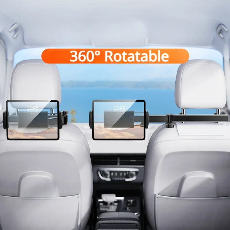 Rear Headrest Phone & Tablet Holder — Foldable 360° Back-Seat Mount