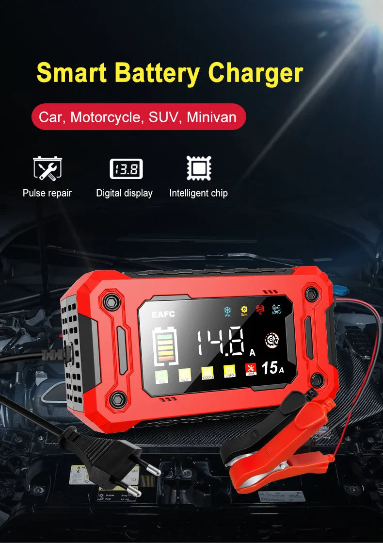 Portable Car Jump Starter/Battery charger 15A/8A — Pocket-Sized  Power Bank