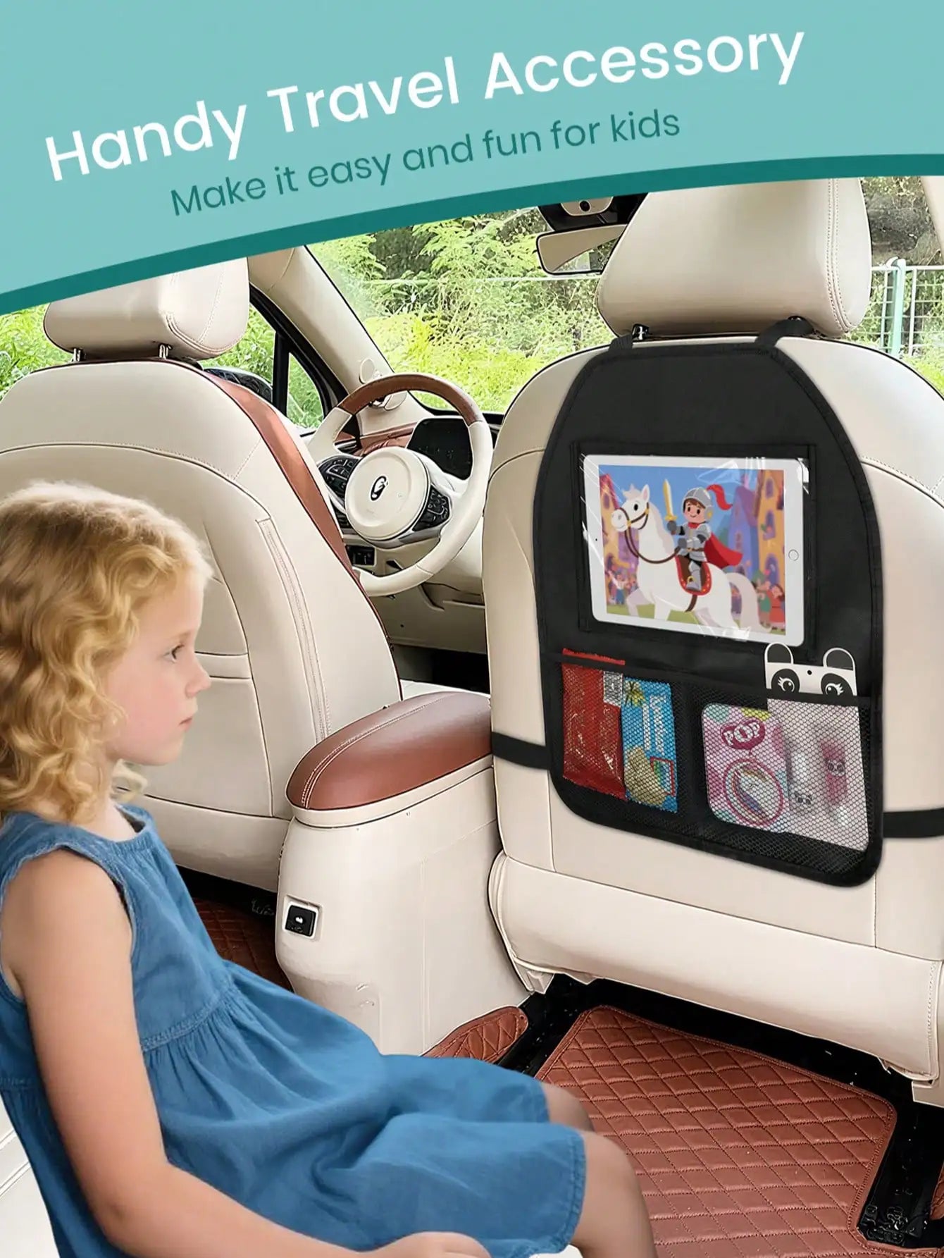 Car Seat Back Organizer - installed on seat in use