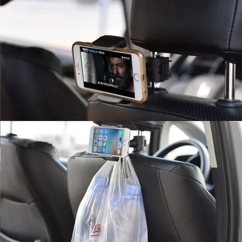2023 New Universal Car Back Seat Headrest Support Bracket Adjustable 360 Degree Rotating IPad Mobile Phone Black Bracket In Car