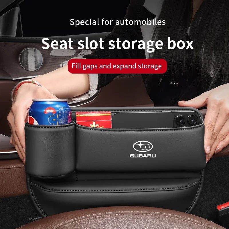 Car Sewn Seat Gap Crevice Slot Leather Storage Box For Subaru Brz Ascent Forester Impreza Legacy Outback WRX XV Auto Accessories