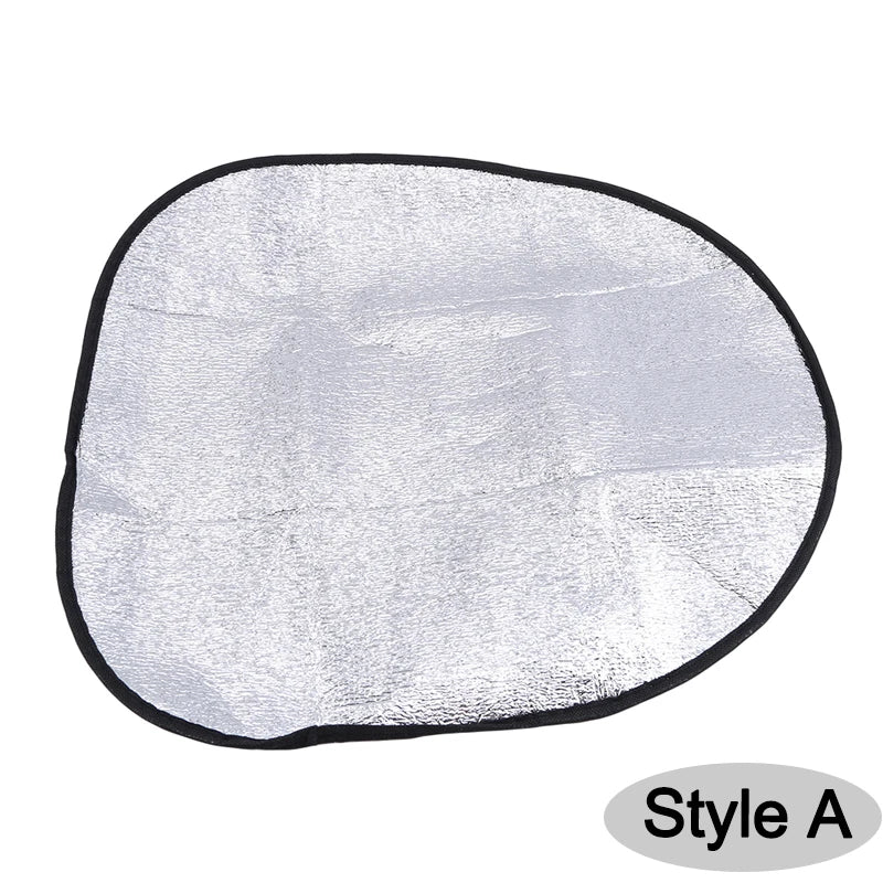 Steering Wheel Sun Shade — Double-Thick Foldable Cover, Anti-UV Silver