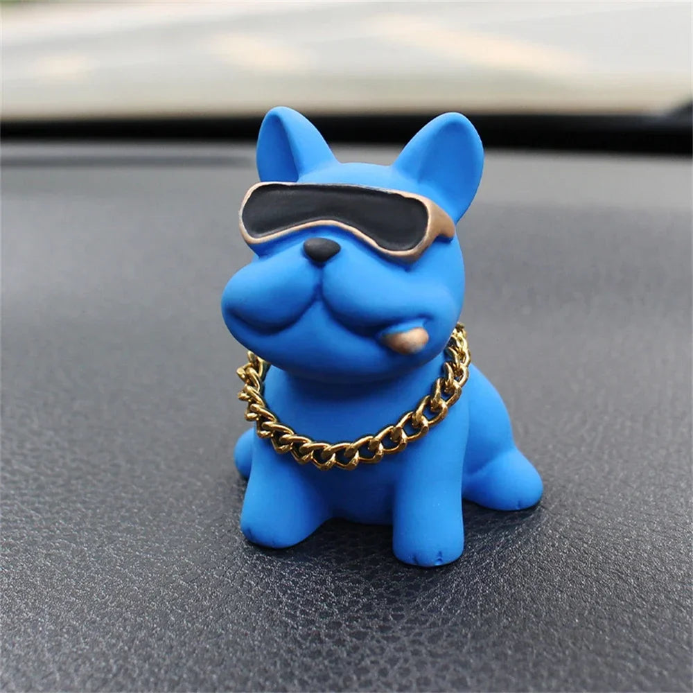 Bulldog Car Dashboard Ornament — Resin Figurine Desk & Console Decoration