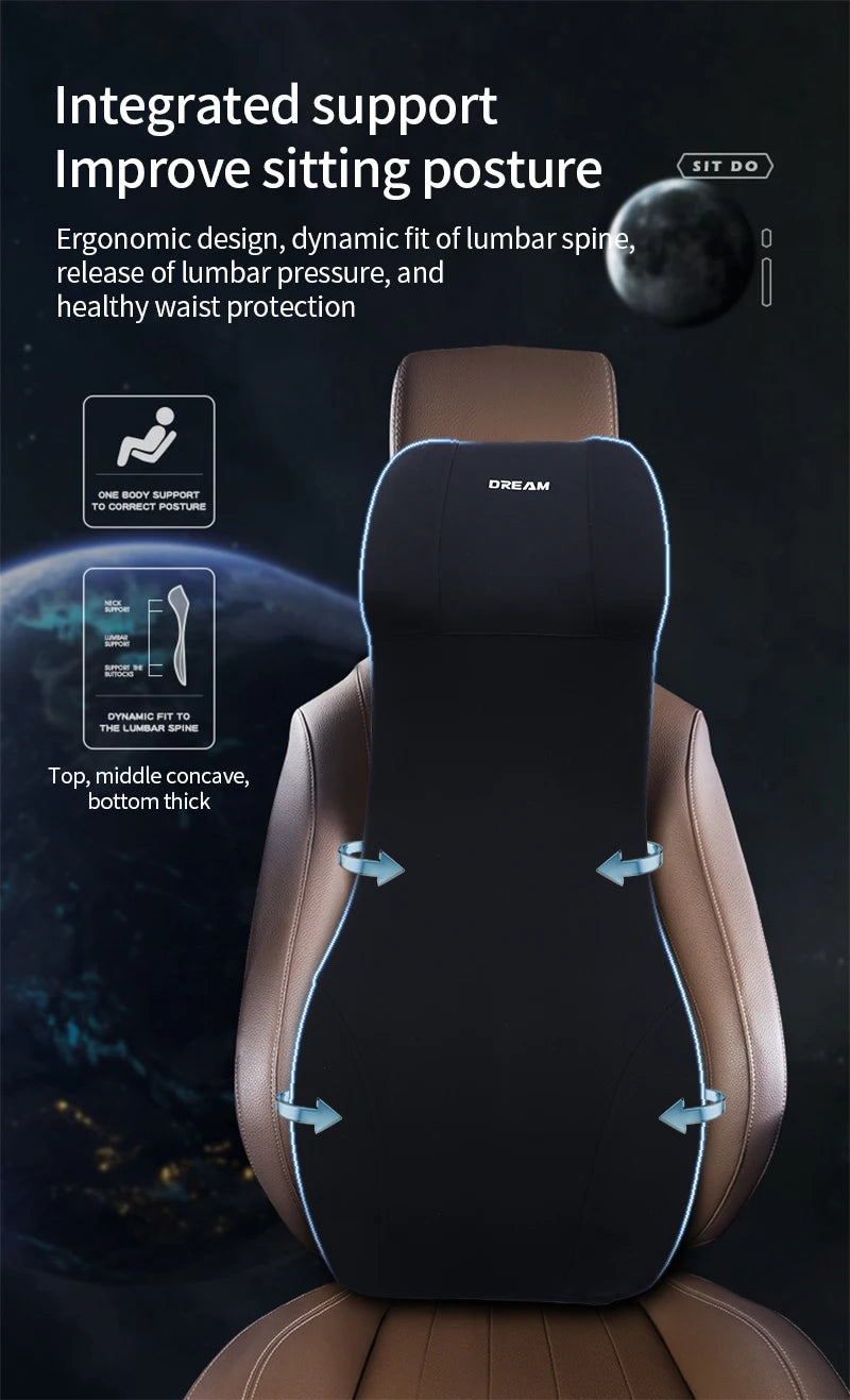 Memory Foam Car Headrest Lumbar Support Neck Pillow Back Cushion Seat Waist Car Interior Accessories for Comfortable Travel