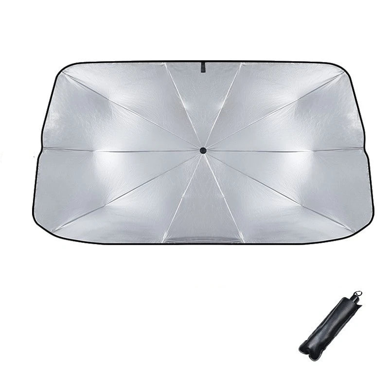 Retractable Front Windshield Sun Shade — Heat & UV Protection, Foldable