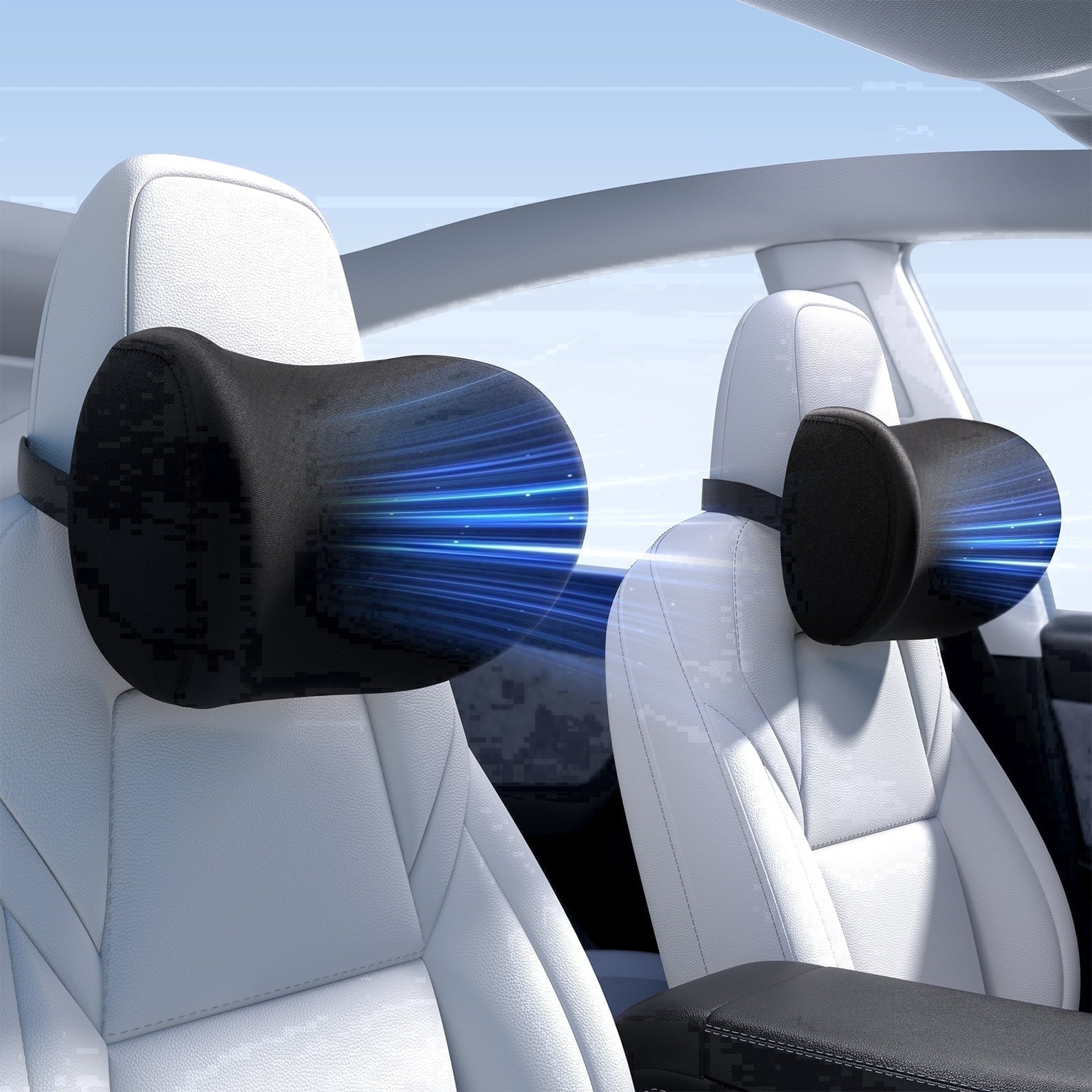 Memory Foam Car Neck Pillow — Ergonomic Headrest Cushion for Long Drives