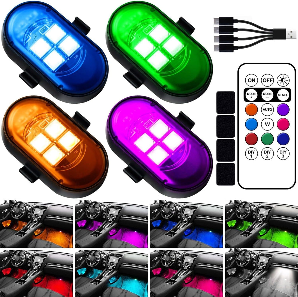 4-pack wireless LED car door warning lights in 8 color modes