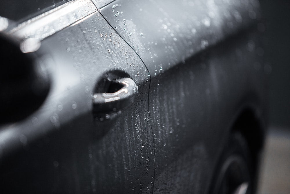 Close up of black car paintwork