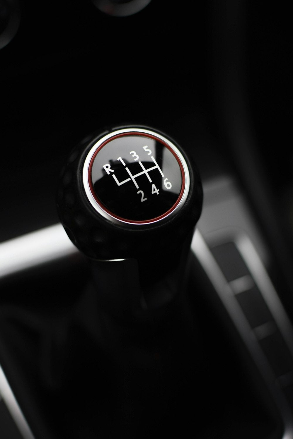 Black gear shift lever close-up