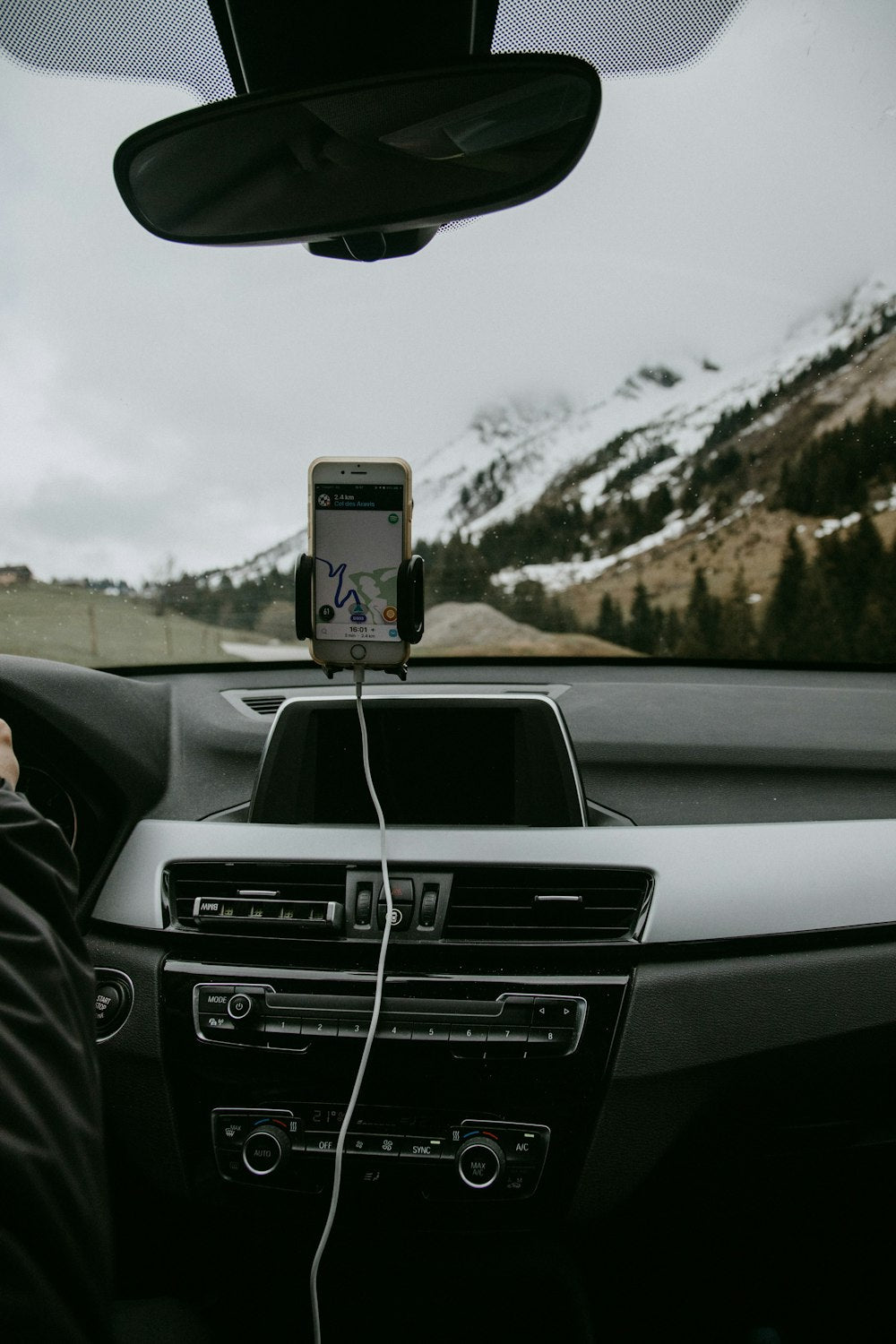 iPhone charging in car via wireless charger