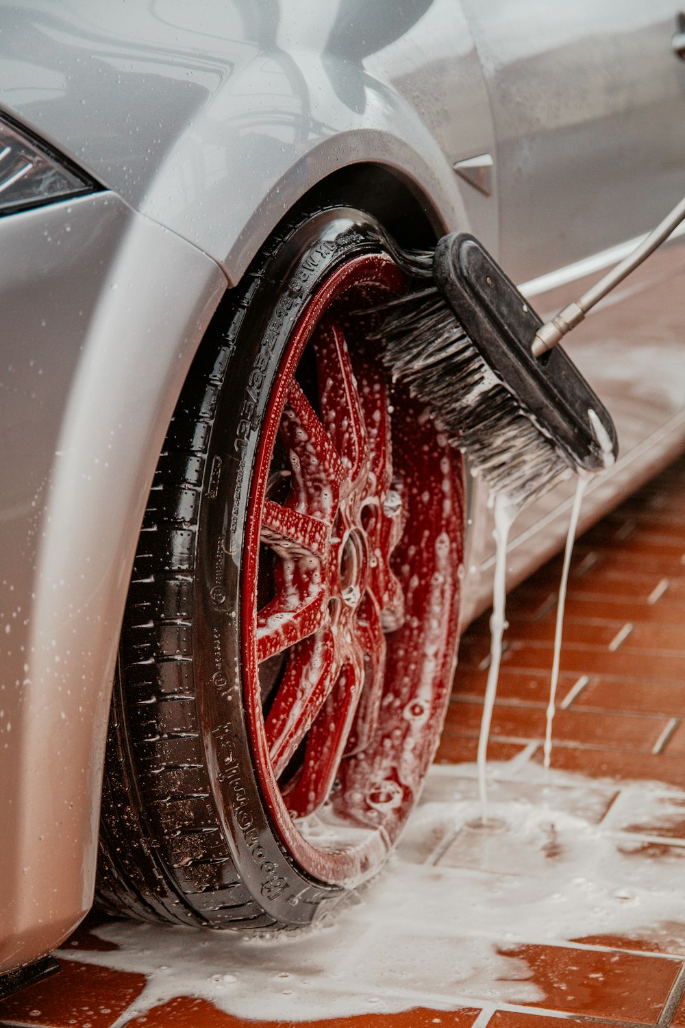 Car being detailed and cleaned