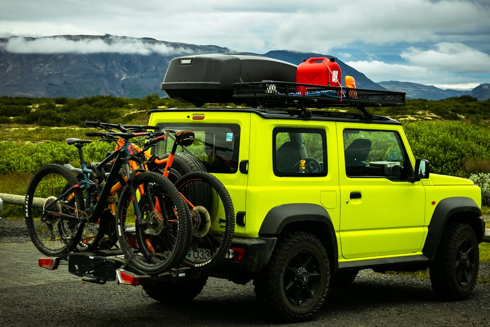 Yellow SUV on road
