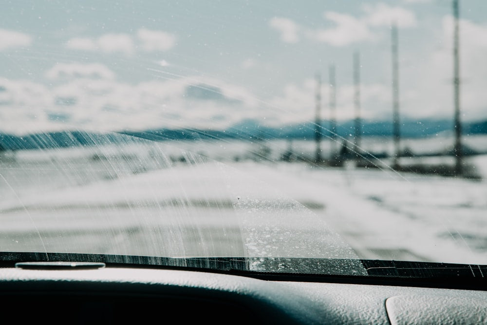 Water droplets on car windshield