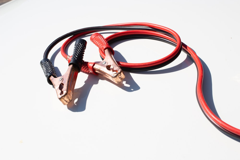 Red and black jumper cable wire