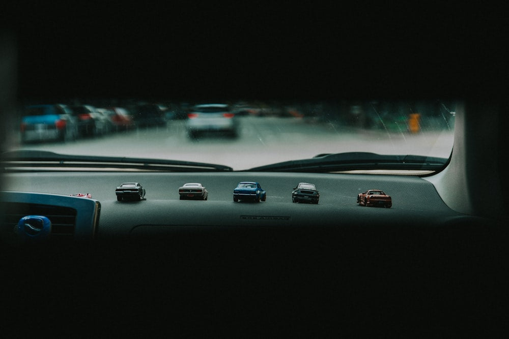 Black and gray car dashboard with screen