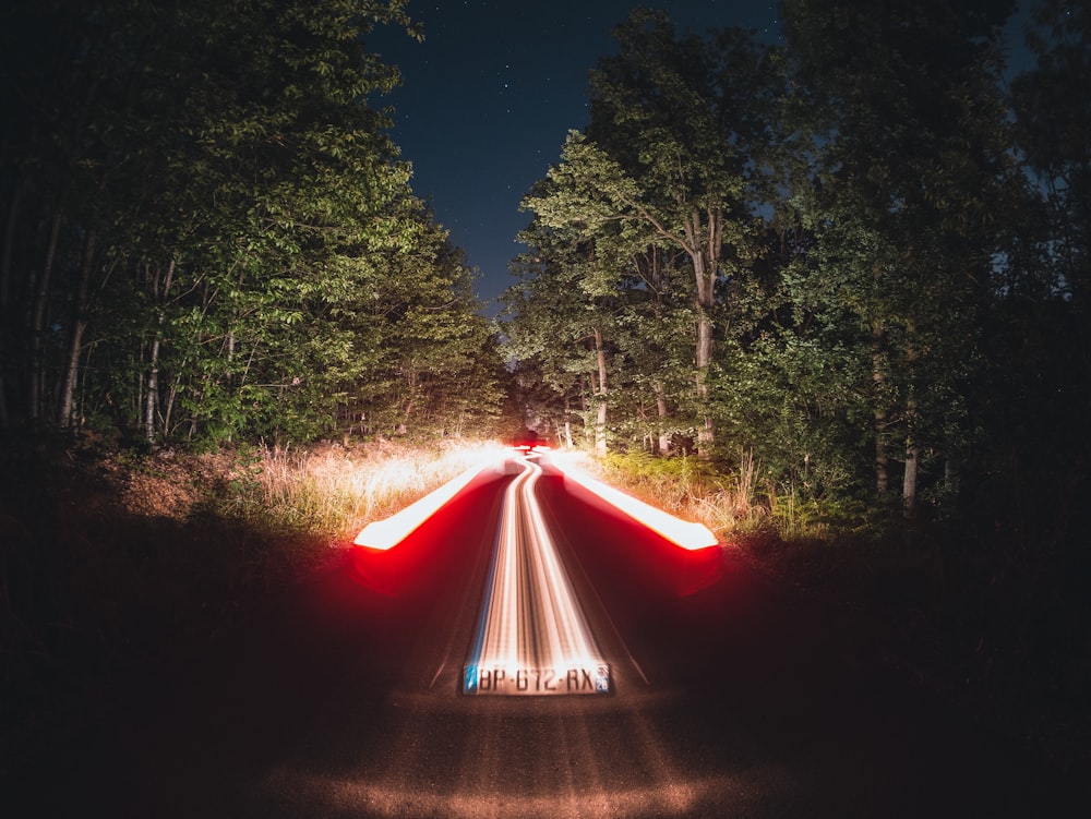 LED road flare safety light on road at night