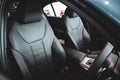 Black leather car seat interior