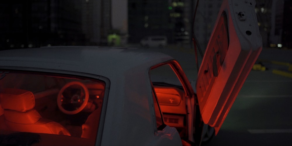 Car door open with welcome lights on