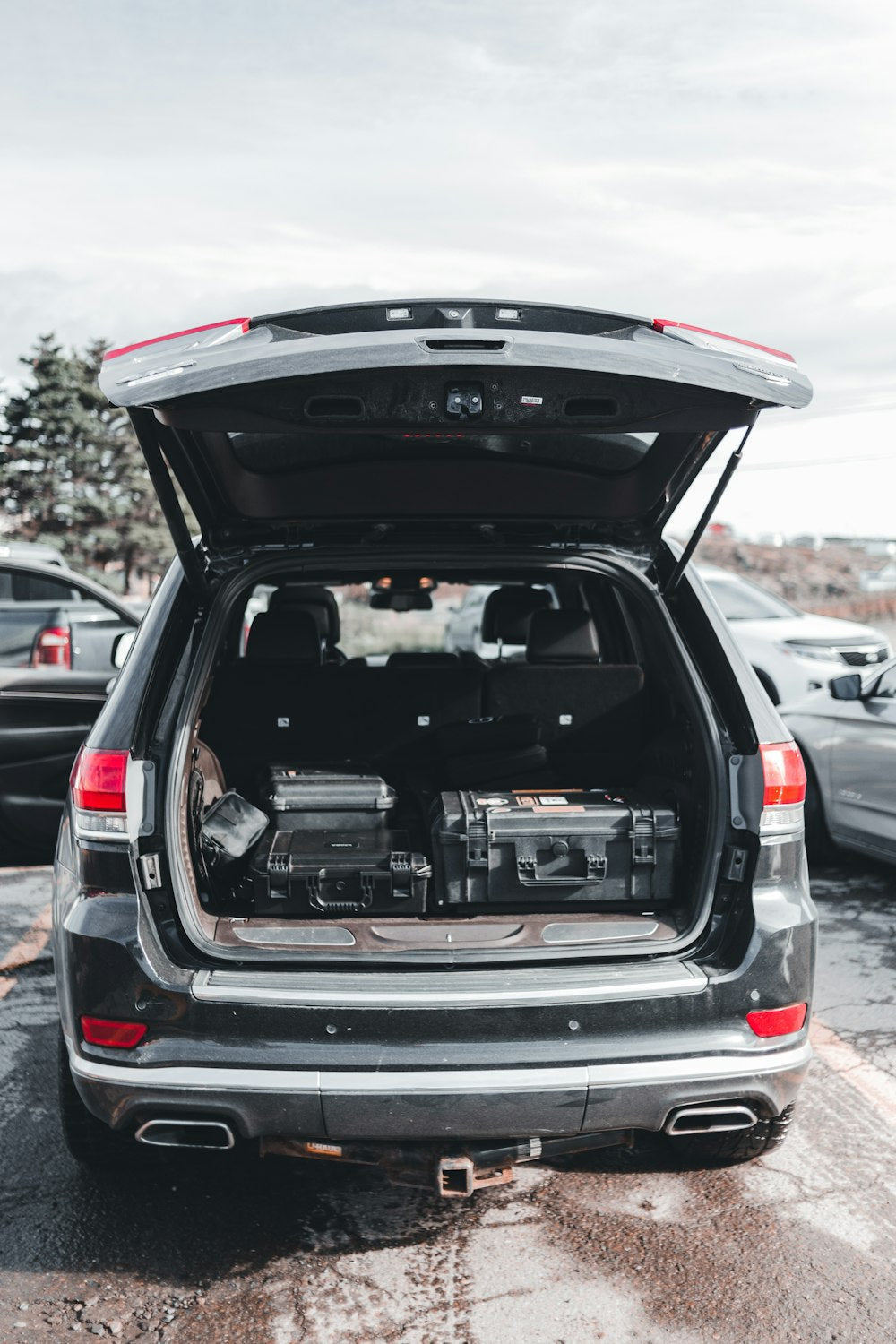 Car trunk open showing cargo area