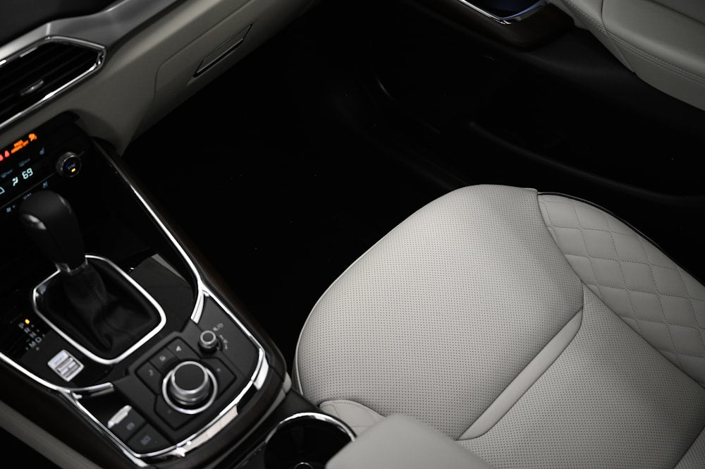Luxury car interior with leather seats
