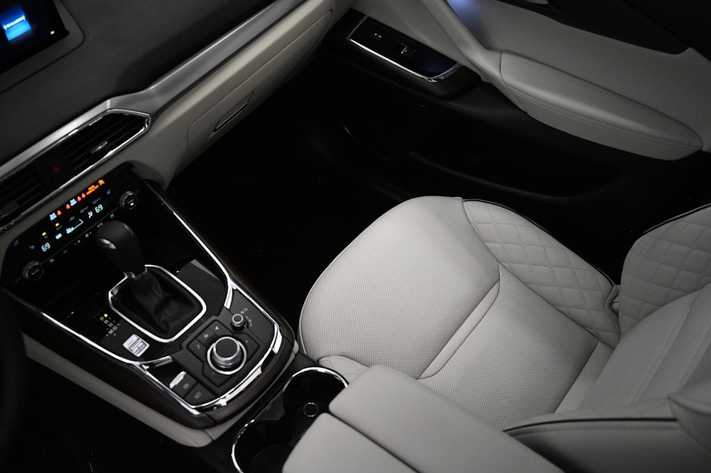 Car steering wheel and center console interior