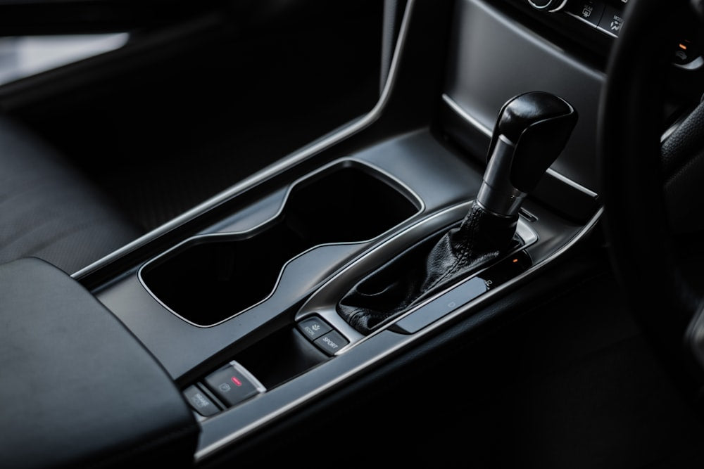Car steering wheel and console area