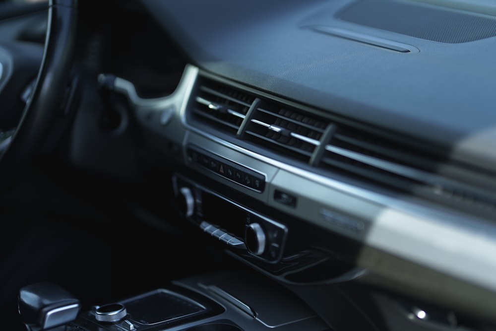 Close up of steering wheel and dashboard