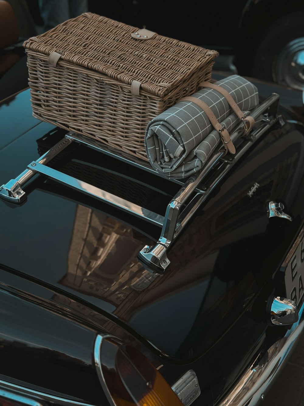 Car with cargo basket on top