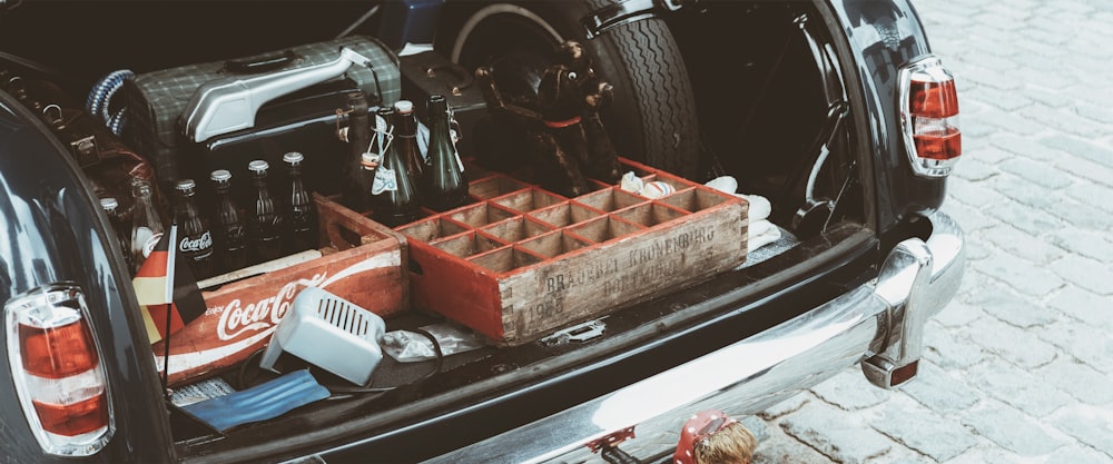 Tools and supplies in car trunk