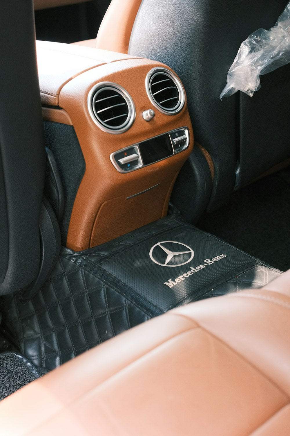 Mercedes-Benz car interior back seat console
