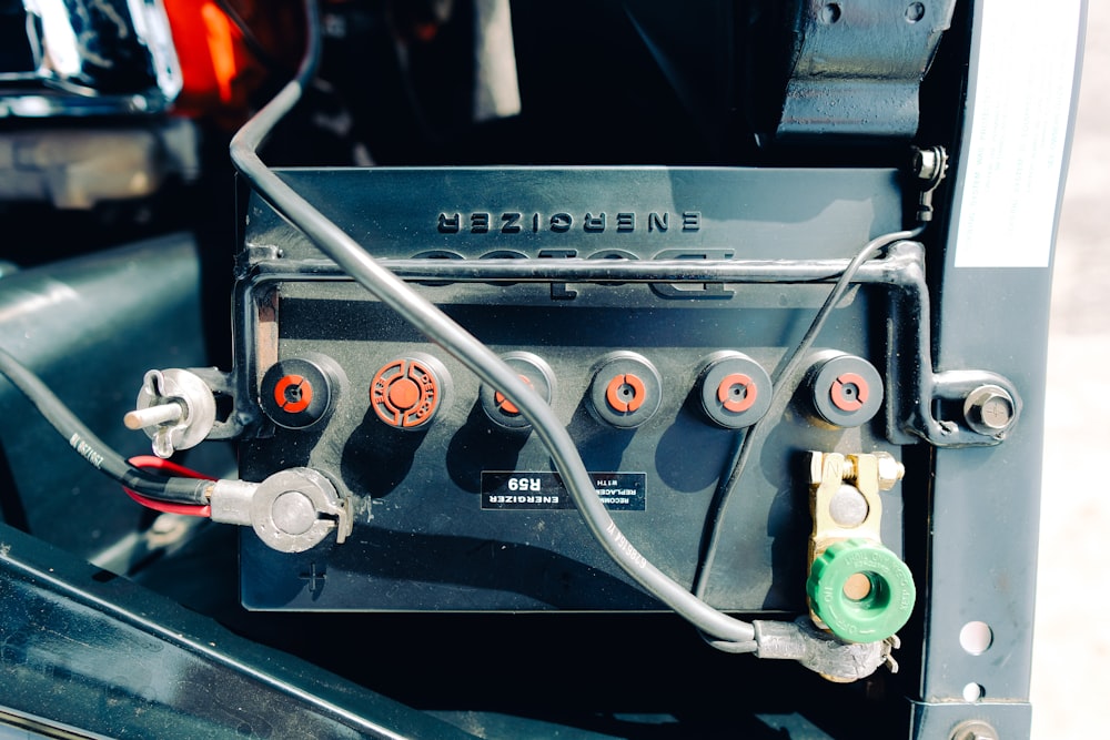 Car battery with cables connected