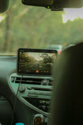 GPS navigation tablet on car dashboard