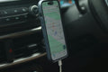 Smartphone with navigation app mounted in car vent
